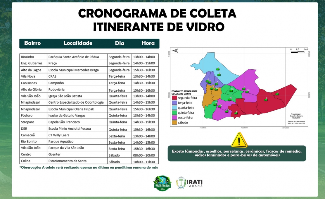 Irati Implanta Coleta Itinerante De Vidros E Novo Cronograma Da Coleta Verde