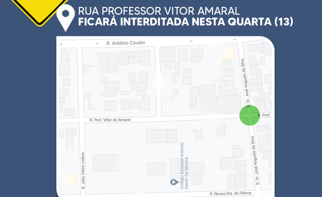 Rua Professor Vitor Amaral Ficará Interditada Nesta Quarta (13)