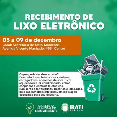 Irati terá recebimento de lixo eletrônico em dezembro