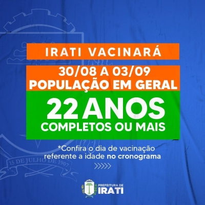 Nesta semana, Irati vacinará população acima dos 22 anos