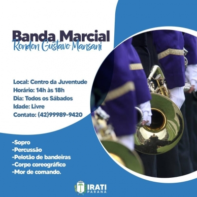 Cultura abre inscrições para projeto da Banda Marcial Rondon Gustavo Mansani