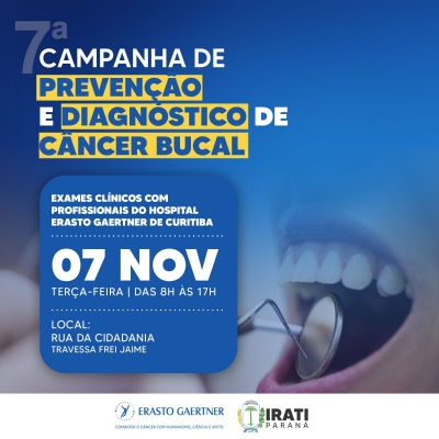 Campanha de prevenção e diagnóstico de câncer bucal acontece na terça-feira (07)